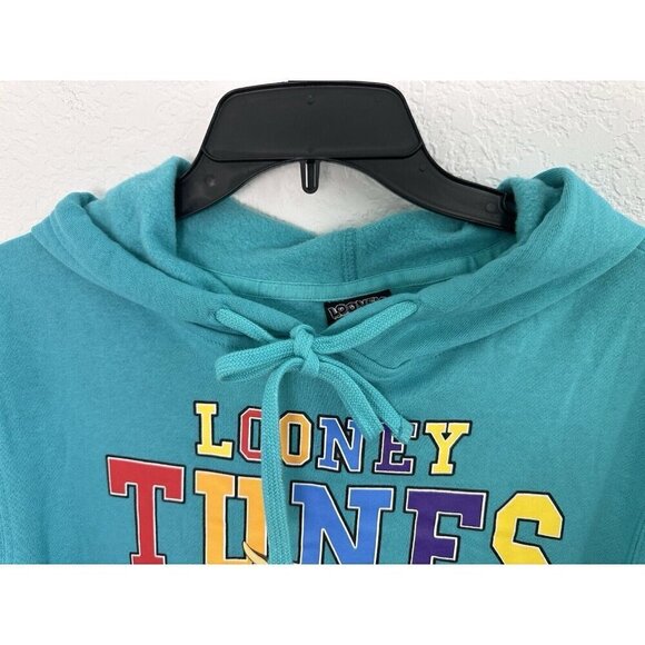 NWOT Looney Tunes Men's Neon Blue/Green Hooded Sweatshirt Size S Anime Influence - Picture 5 of 11